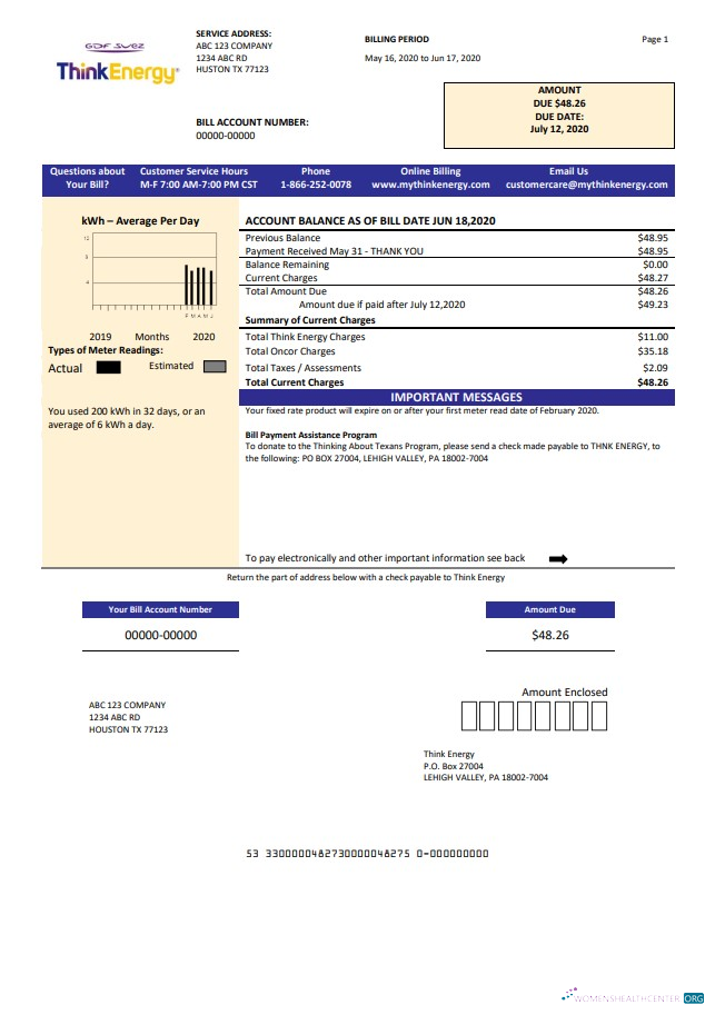 download download USA Think Energy utility bill template in Word and PDF format PDF template PDF template